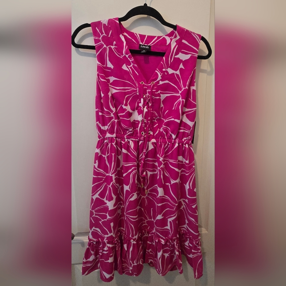 INC International Concepts Pink and White Mini Dress